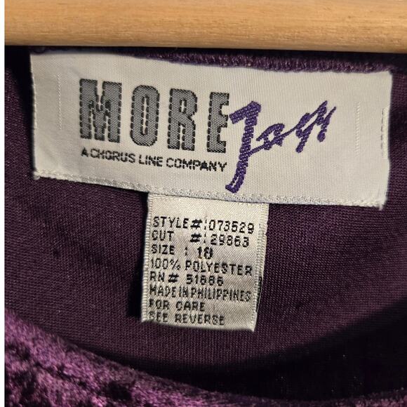 More Jazz Purple Velvet Dress Size 18 Long Sleeve Scoop Neck Polyester [0397] - Picture 5 of 7